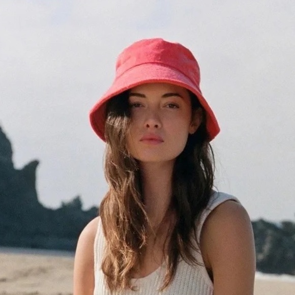 NWT Anthropologie Terry Red Cloth Bucket Hat